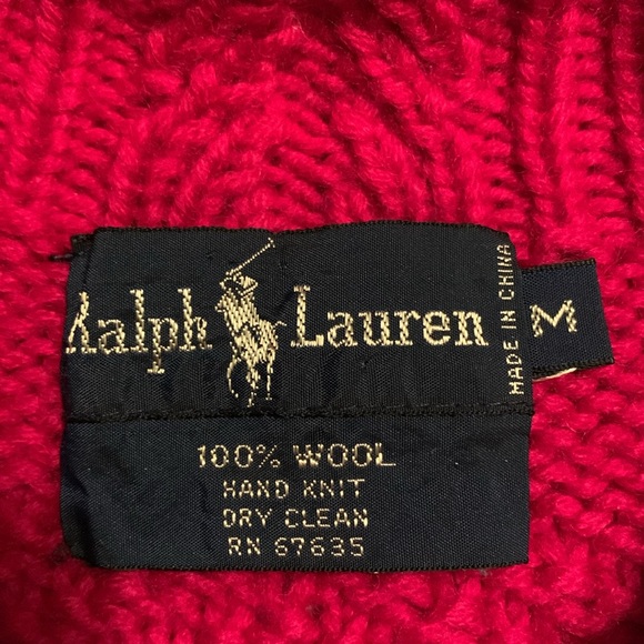 Ralph Lauren Vintage Deep Pink Mock-Neck Cable knit Women Heavy Sweater - Picture 8 of 13
